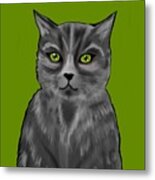 One Cute Cat Painting Metal Print