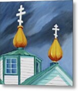 Onion Dome Crosses, Ninichik, Alaska Metal Print
