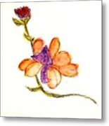 Orange And Purple Flower Metal Print