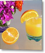 Orange And Tangerine Fruit Juice In The Sunshine Metal Print