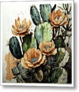 Orange Cactus Flowes Metal Print