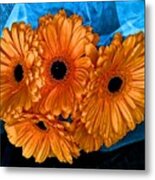 Orange Floral Metal Print