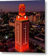 Orange Ut Tower Lit With #1 To Celebrate A National Championship Metal Print