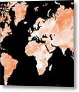 Orange World Map Design 229 Metal Print