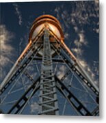 Oregon Wi Tin-man Water Tower Glowing In Setting Sunlight - Horizontal Format Option Metal Print