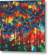 Original Abstract Modern Art Blue Trees Colorful Landscape Art Megan Duncanson Metal Print