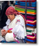 Otavalo Market In The Morning Metal Print