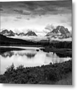 Oxbow Bend In Black And White Metal Print