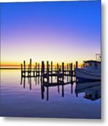 Oyster Boat Reflections Metal Print