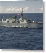 Pacific Ocean, January 11, 2013 - The Canadian Frigate Hmcs Regina (ffh 334) Sails Into Position For A Passing Exercise. Metal Print