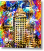 Pacific Southwest Building In Fresno - Colorful Painting Metal Print