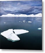 Pack Ice, Arctic Sea And The Mountains Of Svalbard Metal Print