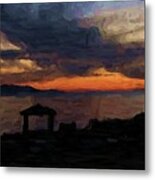 Pagoda At Sunset Metal Print