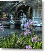 Painted Flowers At Forsyth Park Fountain Metal Print
