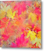 Painterly Autumn Leaves Metal Print