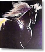 Painting I See You Horse White Black Animal Backg Metal Print