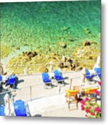 Paleokastritsa Beach On Korfu Metal Print