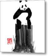 Panda On His Tree Metal Print