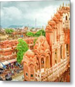 Panorama From Hawa Mahal Jaipur Rajasthan India Metal Print