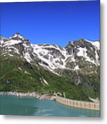Panorama Of Austrian Dam Stausee Mooserboden Metal Print