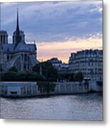 Panoramic Notre-dame At Dusk, Paris Metal Print