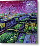 Panoramic Paris Palette Knife Oil Painting Mona Edulesco Metal Print