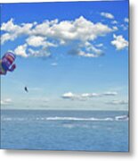 Paragliding Benidorm Spain Cloudy Day Metal Print