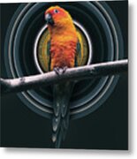 Parrot Pixel Stretch Metal Print