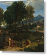 Pastoral With A Young Father And A Woman Metal Print