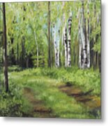 Path To The Birches Metal Print