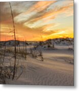 Patterns In The Sand With Golden Sunset Metal Print