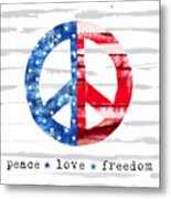 Peace Love Freedom - Art By Jen Montgomery Metal Print