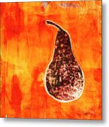 Pear In Golden Red Metal Print