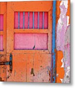 Peeling Paint And Door- Cozumel, Mexico Metal Print