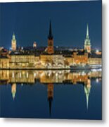 Perfect Gamla Stan Reflection From A Distant Bridge Metal Print