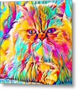 Persian Cat Looking At You - Colorful Painting Metal Print