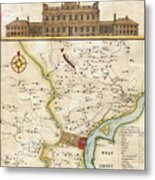 Philadelphia Pennsylvania Antique Vintage Map 1850 Metal Print