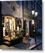 Picturesque Restaurant In The Streets Of Prague In The Czech Republic Metal Print