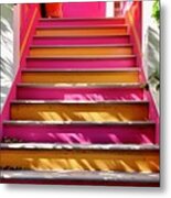 Pink And Orange Stairs Metal Print