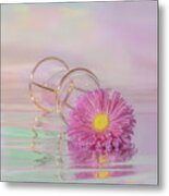 Pink Aster In Reflection Metal Print