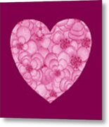 Pink Floral Heart Love And Valentine Metal Print