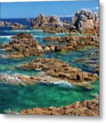 Pink Granite Coast Metal Print