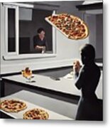 Pizza With Hopper Metal Print