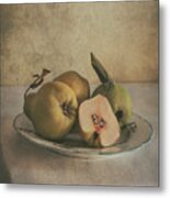 Plate Of Fresh Quince Metal Print