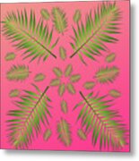 Plethora Of Palm Leaves 11 On A Magenta Gradient Background Metal Print