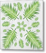 Plethora Of Palm Leaves 21 On A White Textured Background Metal Print