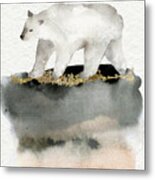 Polar Bear Watercolor Animal Painting Metal Print