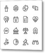 Politics Line Icons. Editable Stroke. Pixel Perfect. For Mobile And Web. Contains Such Icons As Voting, Campaign, Candidate, President, Handshake, Law, Donation, Government, Congress. Metal Print