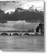 Pont D'avignon France Black And White- Photo 163 Metal Print