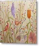 Poppies And Pearls Metal Print